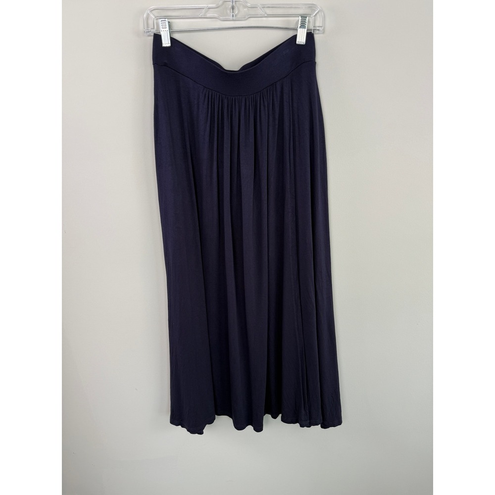 Boden Maxi Wrap Skirt Navy Blue 8P Petite Jersey Knit Pleated Minimalist